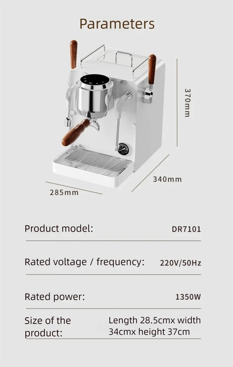 E101 58mm Espresso Machine wit - Pressure Gauge Espresso recensie en prijs